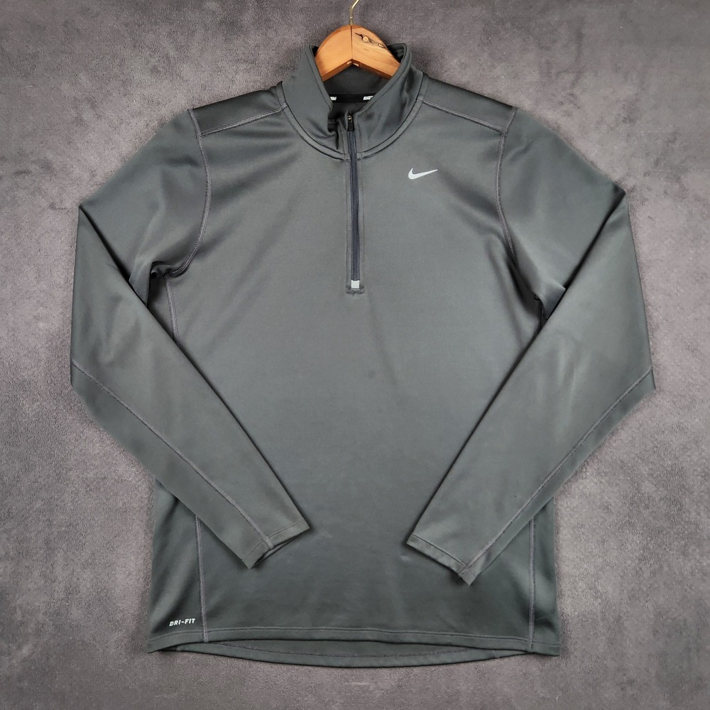 Nike Racer 1/4 Zip Running Shirt Mens Medium Gray Dri-FIT Long Sleeve Pullover - Picture 1 of 11